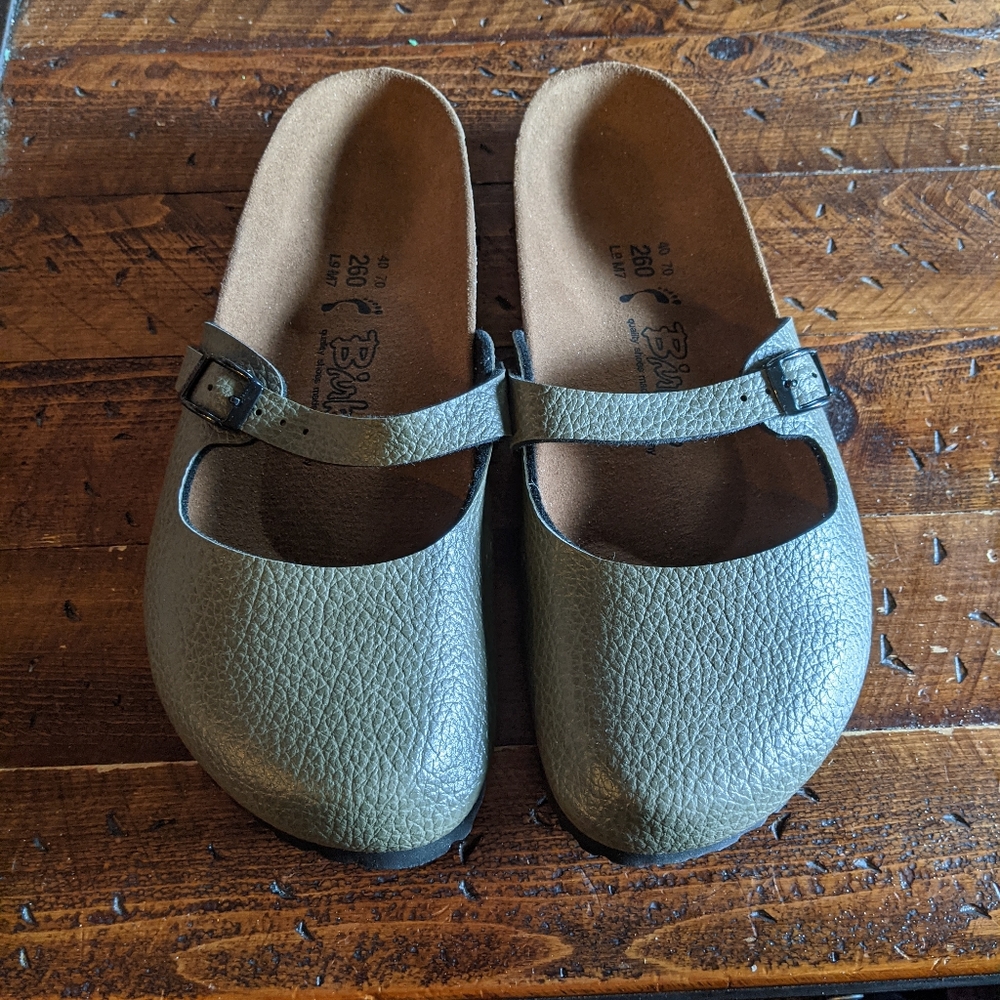 Never worn olive green birkis by Birkenstock clogs